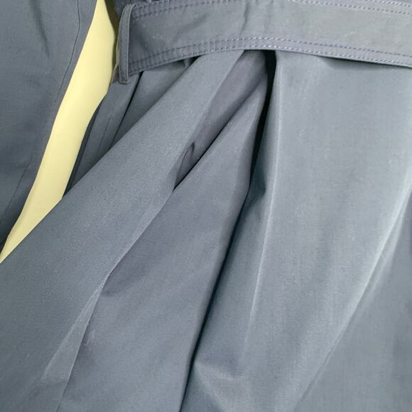 Navy Blue Vintage 70s 80s Trench Coat Horn Button Style Belted Classic Medium - Picture 11 of 15